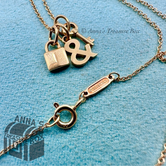 Tiffany & Co. 18K Yellow Gold Key & Lock 16-18" Adjustable Necklace (bx, pch, rb - Picture 8 of 10